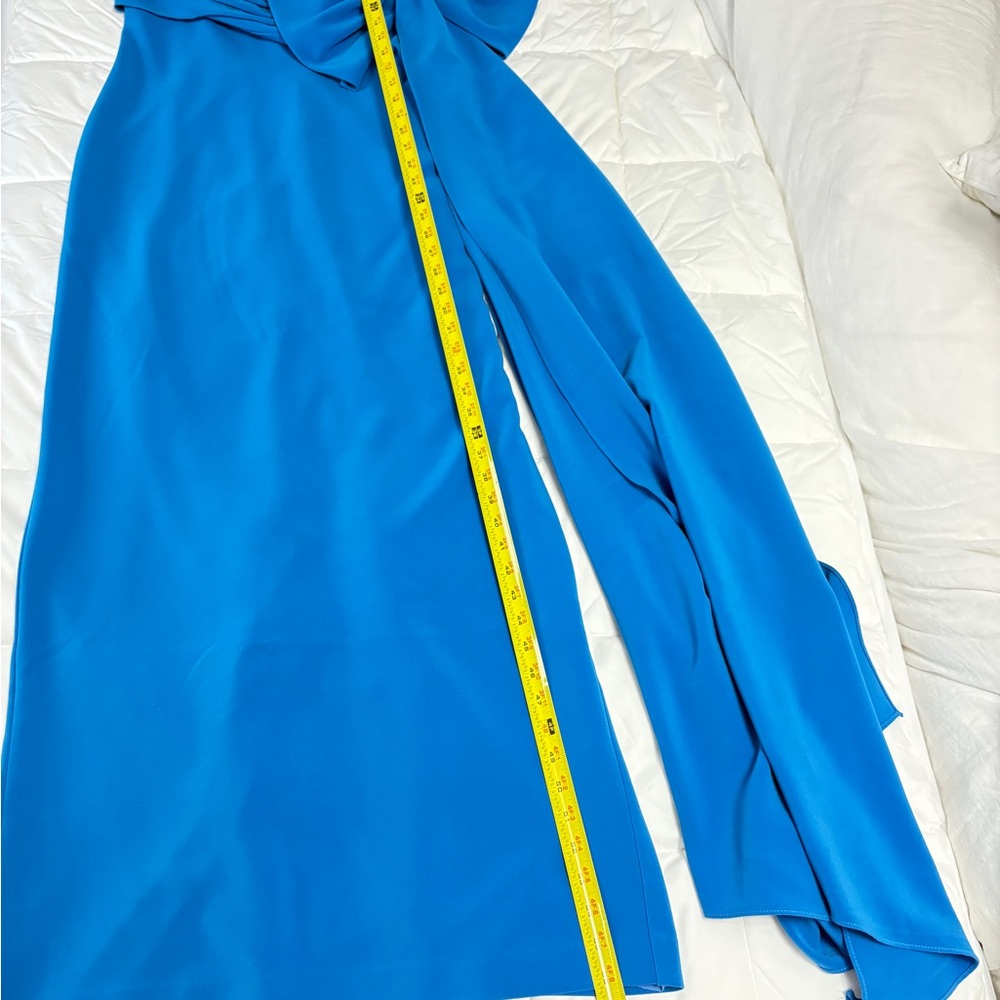 Halston Olivia Gown One Shoulder Peacock Azur Blue - Picture 4 of 15